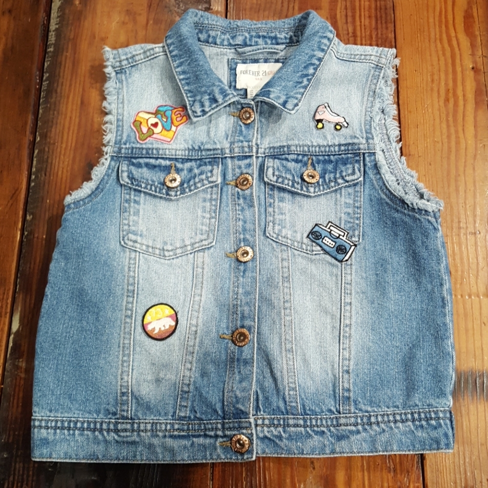 Denim Patch Roller Skate Vest, Youth Size 11/12
